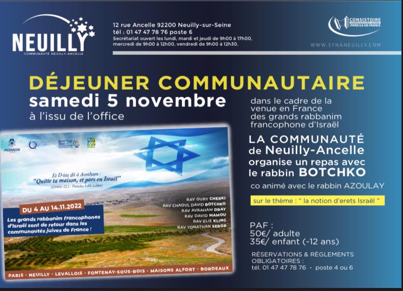 Neuilly-Ancelle organise un dejeuner communautaire avec le rabbin Botchko