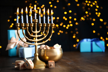 Сoncept of Jewish holiday, Hanukkah, space for text